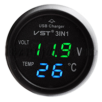 Часы автомобильные в прикуриватель VST 706-4 (зелёный блистр) // (50 шт/ящ)