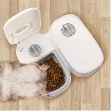 🟢 Автоматическая кормушка с таймером для кошек и собак на 2 отсек по 600 мл, двойная миска для корма, SP17 (24)