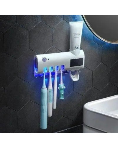 Стерилизатор для зубных щеток на 4 секции с дозатором Multi-function Toothbrush Sterilizer (UV стерилизатор)