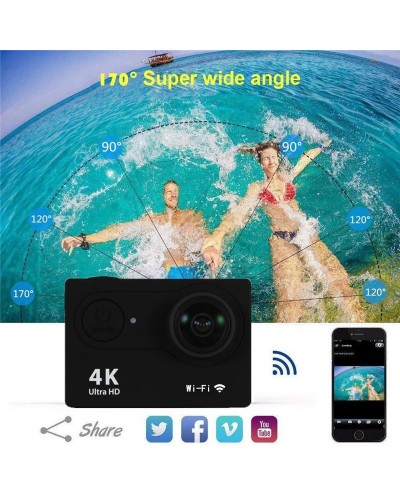 Экшн камера DVR 4K SPORT с пультом и Wi-Fi аквабокс для съёмки под водой + набор креплений