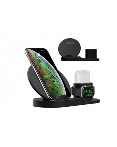 Беспроводная зарядка 3 в 1 wireless charger 3 in 1 для смартфона смарт часов наушников с защитой (50)