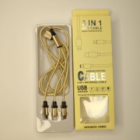 🟢 Идеальный зарядный кабель 3 в 1 на 1.5 М. Золотой цвет (500)